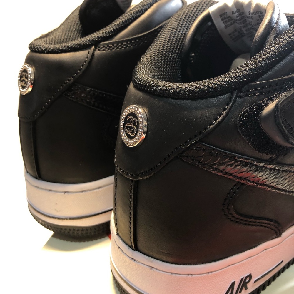 Nike x Stussy Air Force 1 Mid Luxe Black Snakeskin Men’s 9.5 Women’s 11 New - Picture 4 of 16